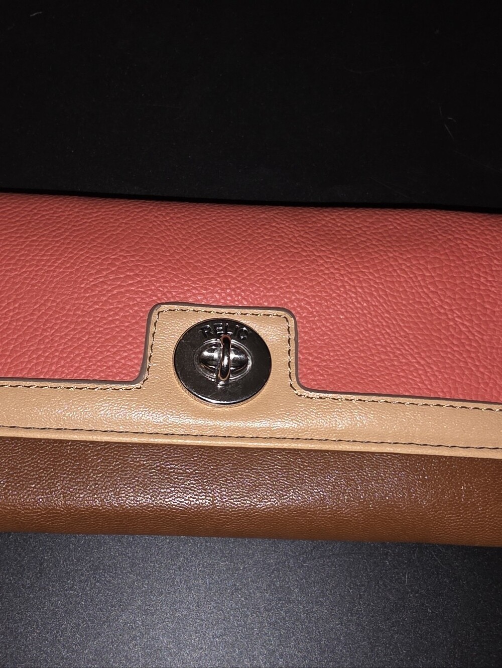 New Relic Orange & Brown Wallet. Snap Closure